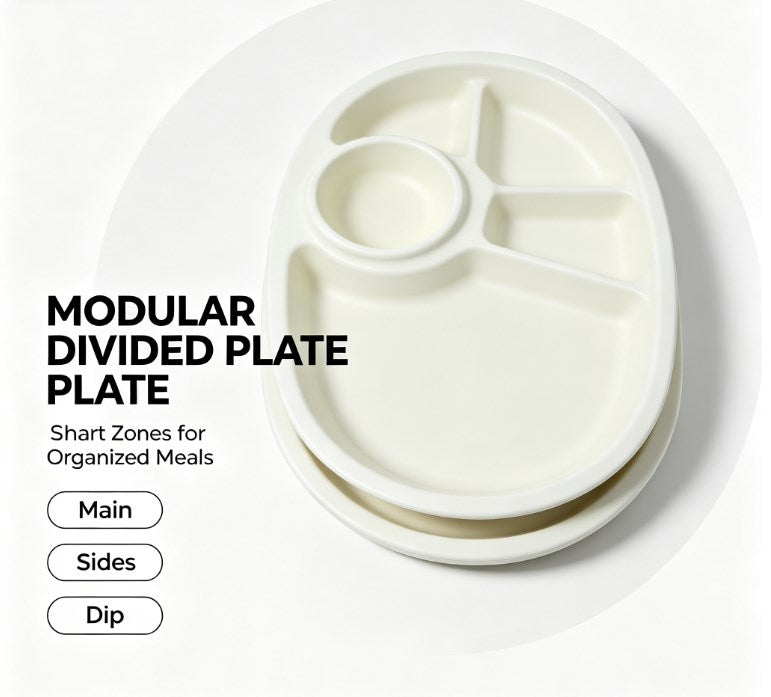 FOOD GRADE PP DIVIDED PLATE - SECTIONED DINNER TRAY - 4 COMPARTMENTS - BPA FREE - DISHWASHER SAFE - 1 UNIT
