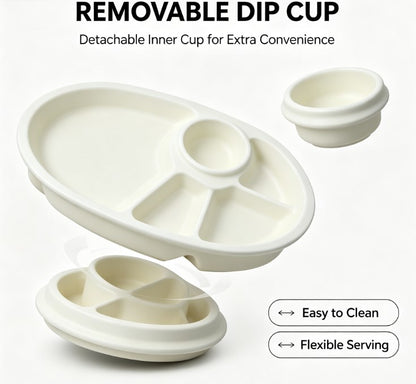 FOOD GRADE PP DIVIDED PLATE - SECTIONED DINNER TRAY - 4 COMPARTMENTS - BPA FREE - DISHWASHER SAFE - 1 UNIT