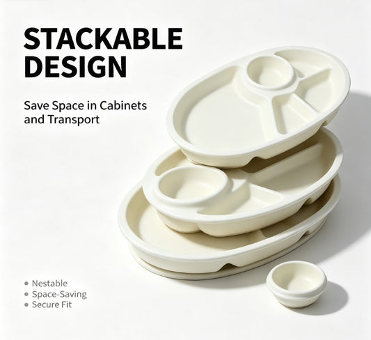 FOOD GRADE PP DIVIDED PLATE - SECTIONED DINNER TRAY - 4 COMPARTMENTS - BPA FREE - DISHWASHER SAFE - 1 UNIT