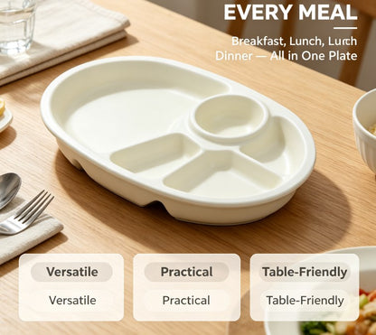 FOOD GRADE PP DIVIDED PLATE - SECTIONED DINNER TRAY - 4 COMPARTMENTS - BPA FREE - DISHWASHER SAFE - 1 UNIT