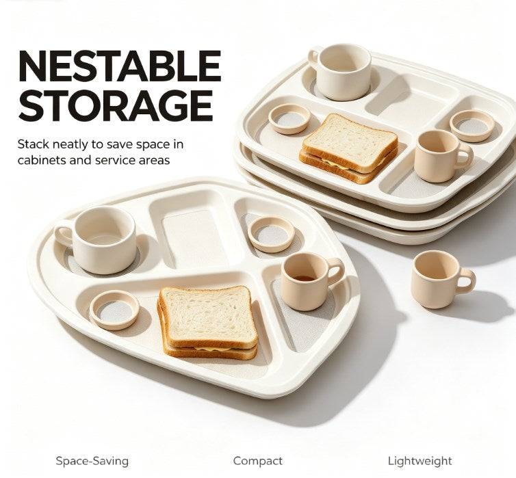 Premium Sectioned Dinnerware Set - Large Divided Serving Tray with Matching Cups & Bowls - Eco-Friendly, BPA-Free Food Container for Family & Kids